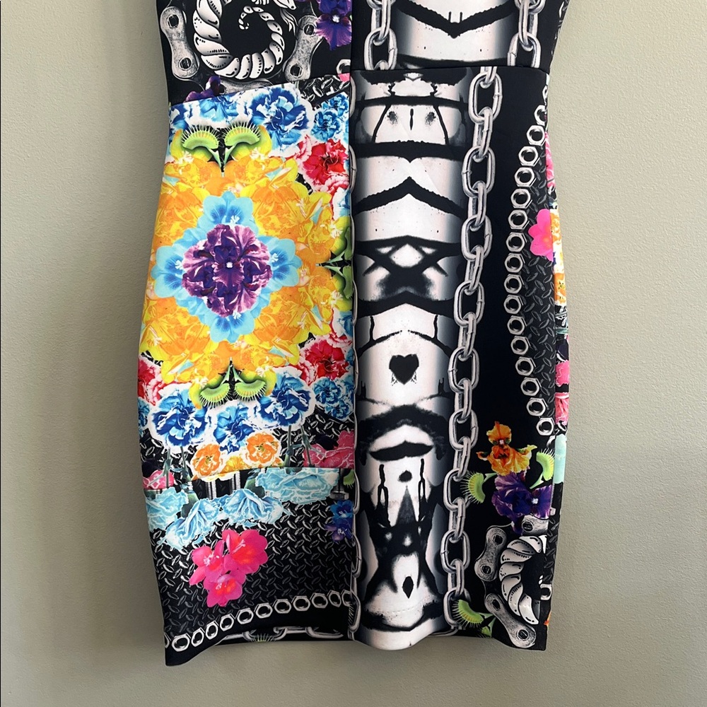 Nicole Miller Artelier Black/Pink Nuts and Bolts Floral sleeveless Dress 6 new - Picture 9 of 15